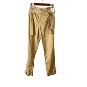 Topshop Beige Rory Paperbag Waist Utility Trousers Pants NWT Size 2